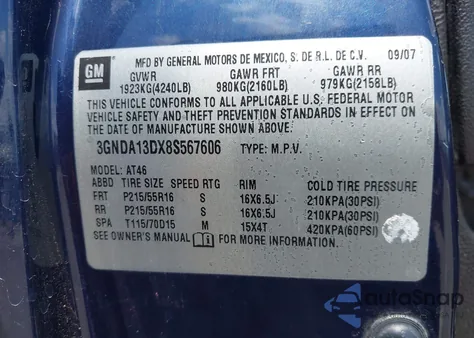 2008 Chevrolet Hhr Ls z USA, uszkodzony, nr VIN 3GNDA13DX8S567606